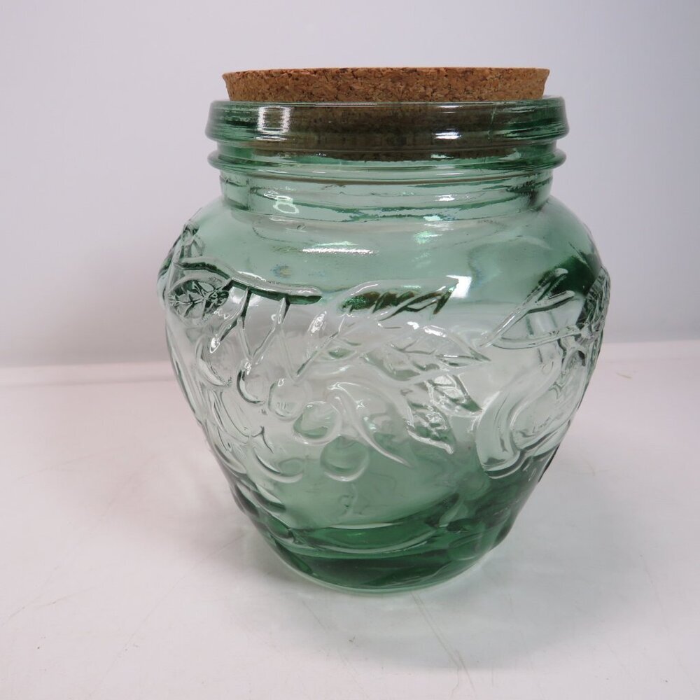 Green Orchard Fruit Glass Jar w decorative Cork Lid
